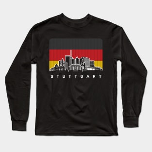 Stuttgart Germany Skyline German Flag Long Sleeve T-Shirt